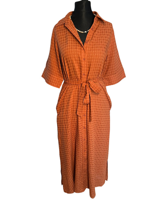 Sara's Choice: Disturbia – Blusenkleid Kleid Viskose Baumwolle Kupfer Rost| Gr. 40 | Dark Alternative