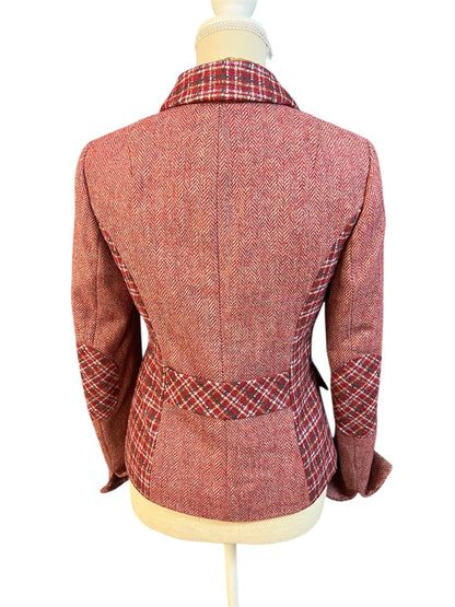 Madeleine Vintage Blazer Gr. 34 | 100% Wolle | Fischgrät | Old Money Preppy | Löwenknöpfe