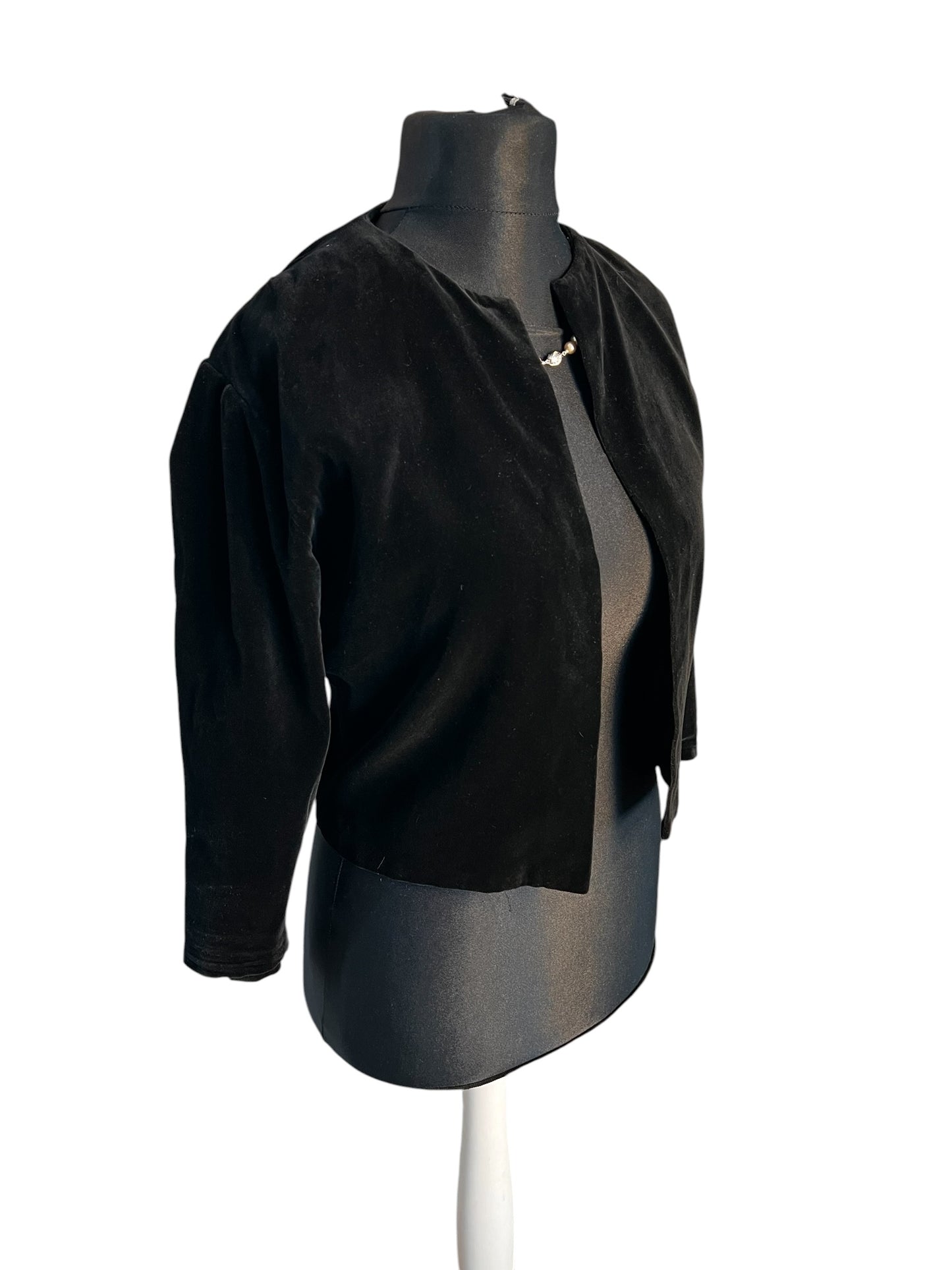 Sara's Choice: Vintage Bolero Blazer Cropped Samt schwarz | Gr. 40 | Dark Alternative