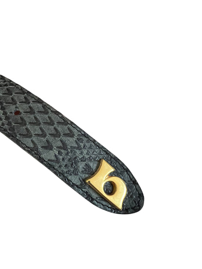 Vintage Gürtel schwarz | goldene Löwen-Metallschnalle | edles „n“-Detail | Statement-Piece | 80s/90s