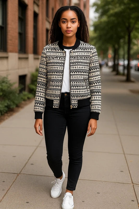 Liebeskind Berlin Blouson Jacke 38 M Natur Weiß Schwarz NEU Etikett Bomberjacke boho ethno