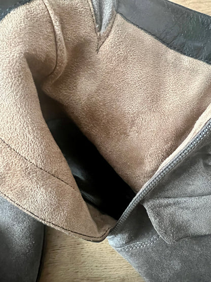 Kennel & Schmenger Boots Wildleder grau braun Nieten Schnallen Gr. 38 (UK 4) Stiefel Biker