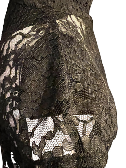 True Vintage 80s Spitzentop Schwarz Transparent | High Neck | Handmade Unikat Gr. 38