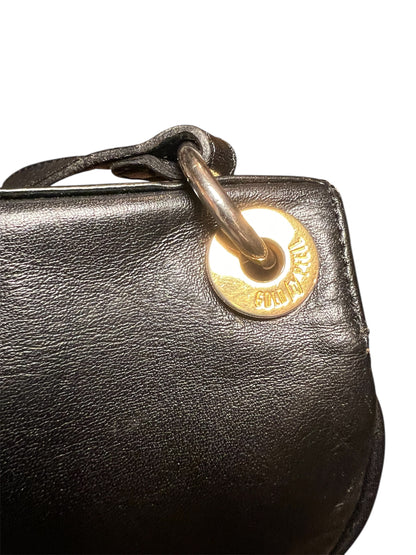Goldpfeil Vintage Ledertasche Schwarz – Handmade in Germany, Gold‑Hardware, Top Zustand