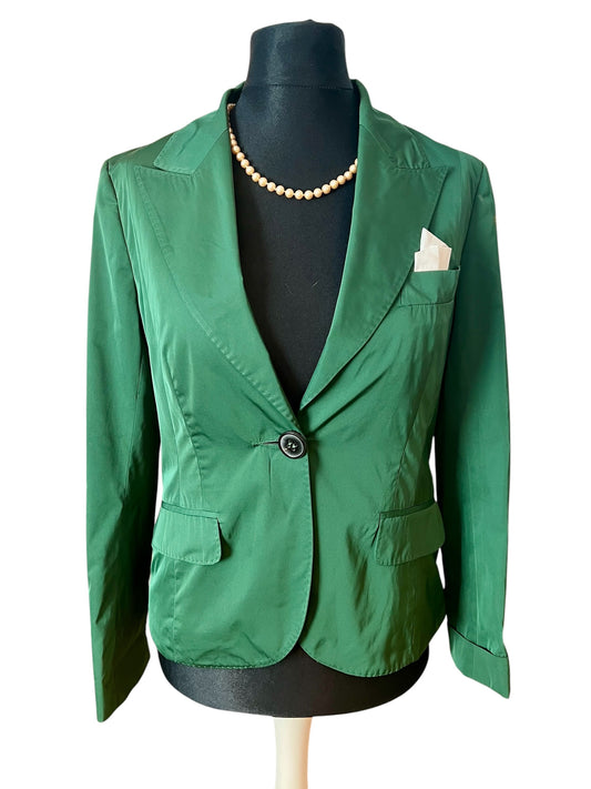 Windsor Blazer Gr 38 Flaschengrün Elegant Business Blazer Minimal Glanz Brusttasche Einstecktuch