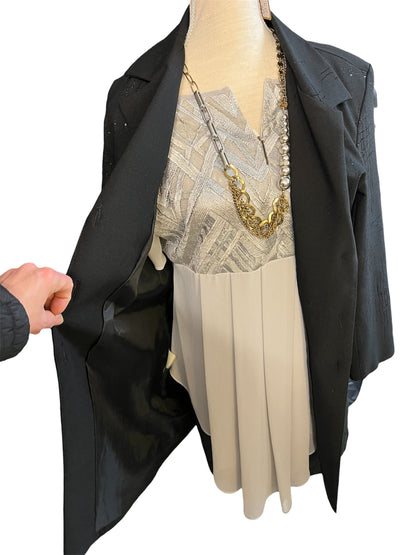 Vintage APANAGE Top Gr 42 silbergrau – Spitze & Chiffon – elegant Y2K