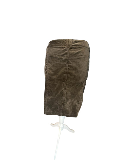 Vintage Samt Midi Rock Hirsch Gr. 38 | Braun Grau | Baumwoll Samt | 80s 90s