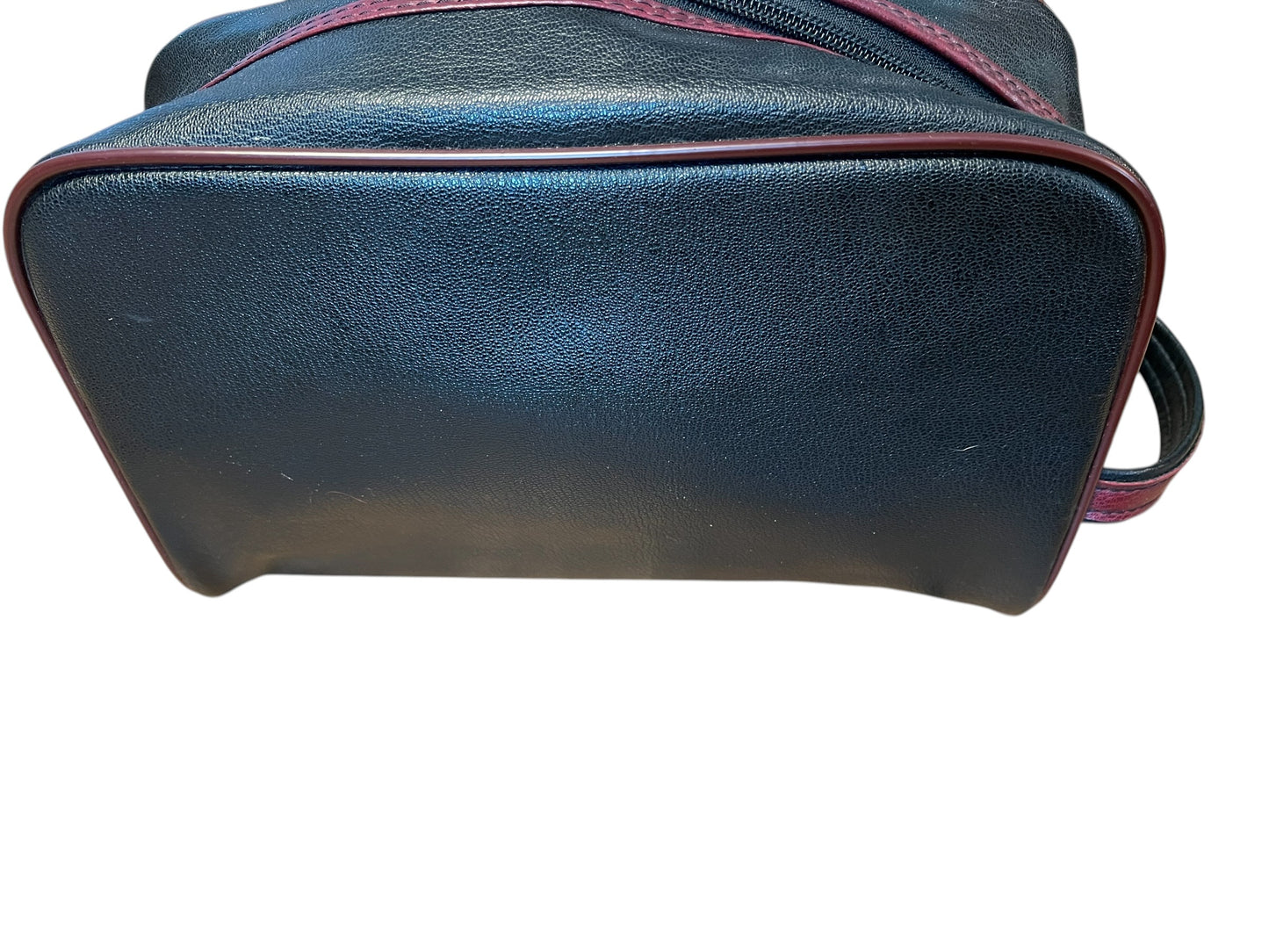 Vintage Pierre Cardin Kulturtasche Leder schwarz weinrot Herren Tasche Reise Kosmetik 80s 90s