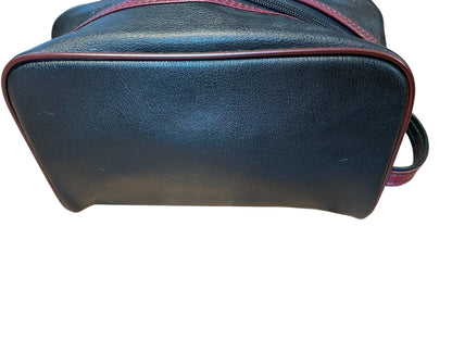 Vintage Pierre Cardin Kulturtasche Leder schwarz weinrot Herren Tasche Reise Kosmetik 80s 90s