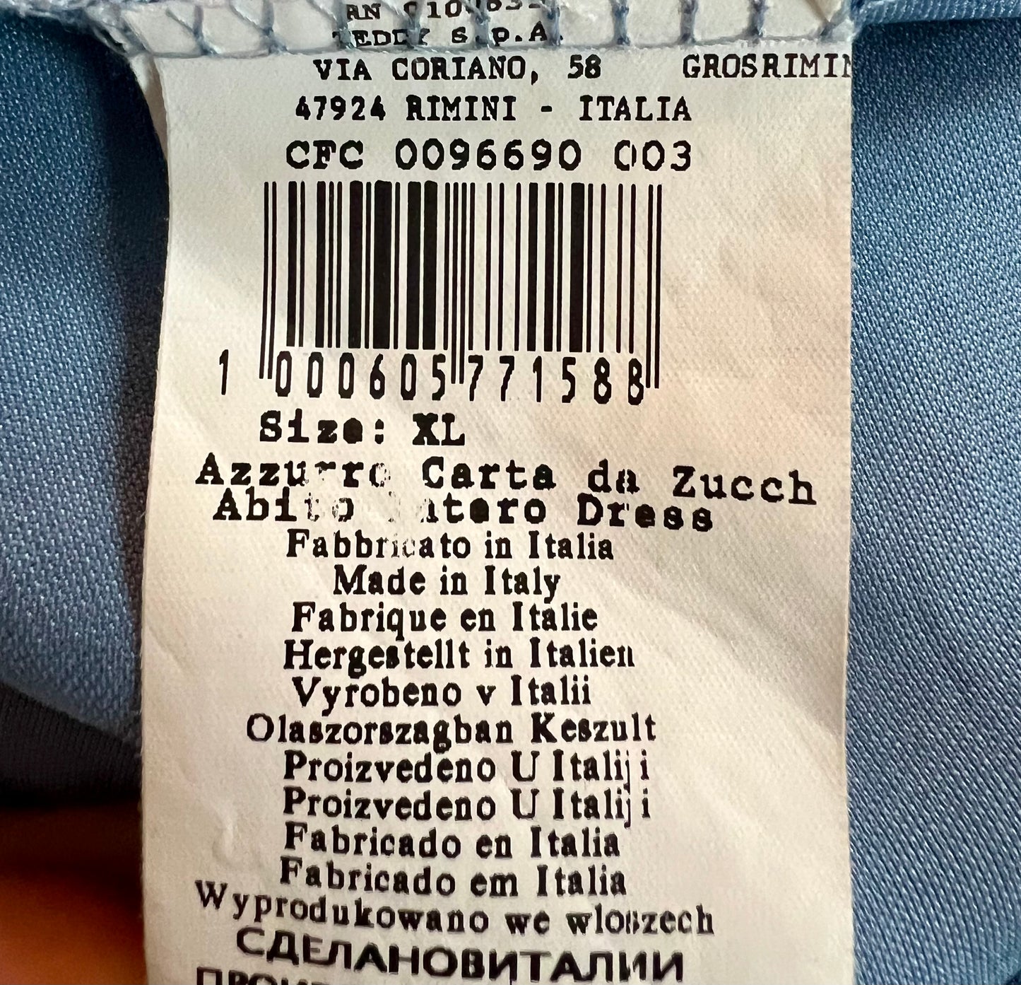Rinascimento Kleid hellblau Satinoptik Gr. 40 42 A-Linie Italy Chic