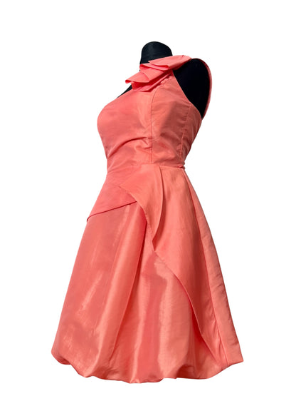 Vintage Vera Mont Cocktailkleid Gr 36 S One Shoulder Apricot Pink Volant Ballon Mini Kleid Elegant Y2K