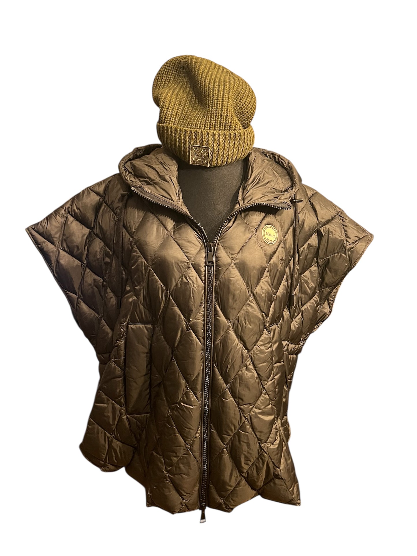 Blonde No 8 CARLY Steppweste S 36 Grün Oliv Oversize mit Kapuze – Neuwertig