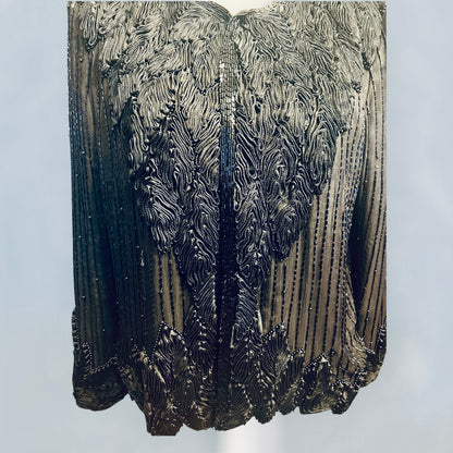 Vintage Seiden Bolero 40 Augustat GmbH India Schwarz Glanz