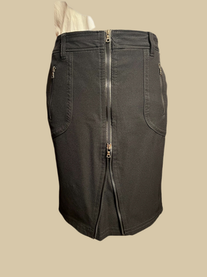 Marc Cain Sports Midi Rock Schwarz | N4 / Gr 40 42 l Figurbetont | 2-Wege-Reißverschluss | Stretch