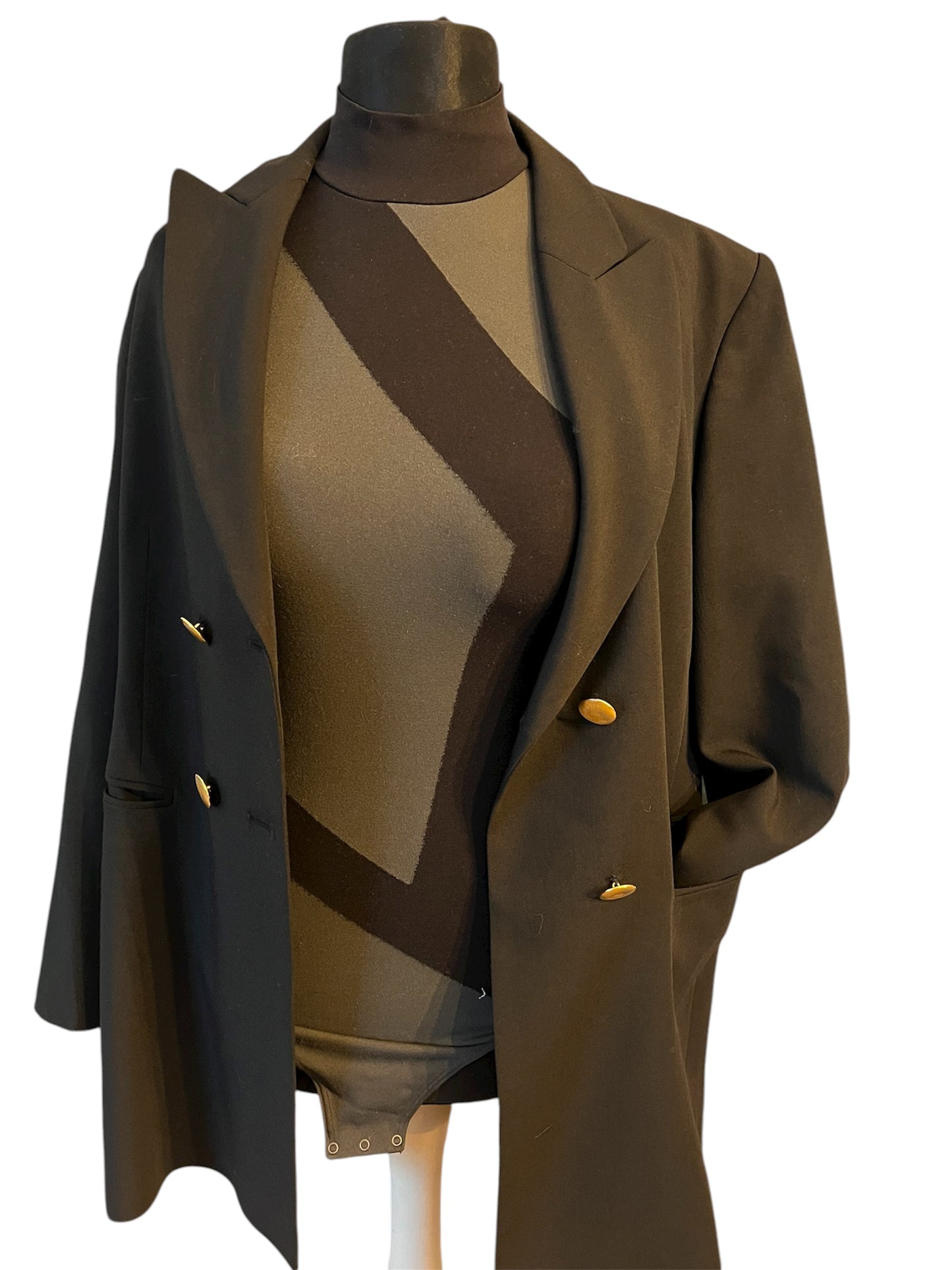 Wolford Vintage Body Gr. L – 90s 2000s Made in Austria – Schwarz Grau Langarm – Designer Minimalism