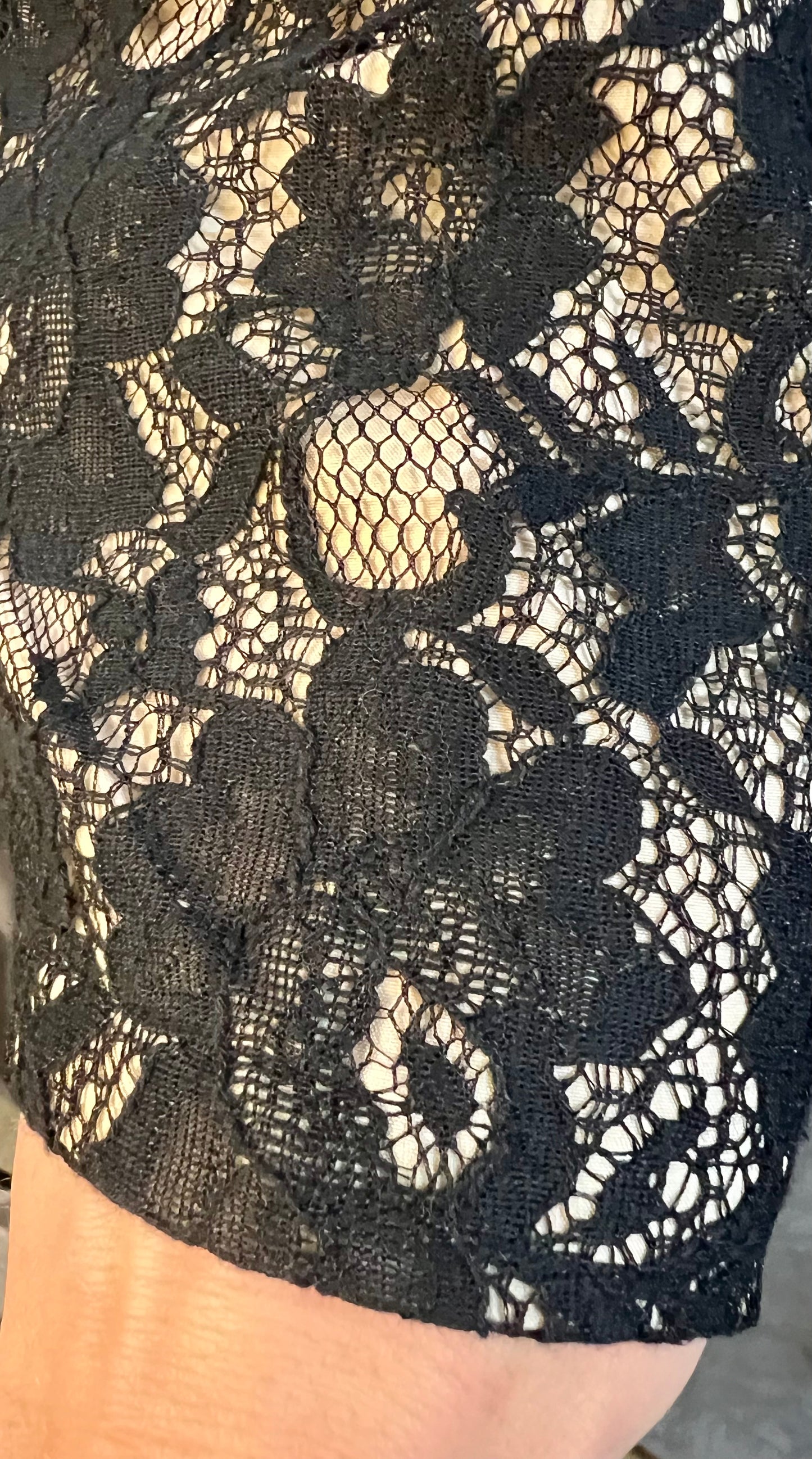 Street One Spitzenkleid Gr. 40 | Schwarz Beige | Elegant | YKK Reißverschluss