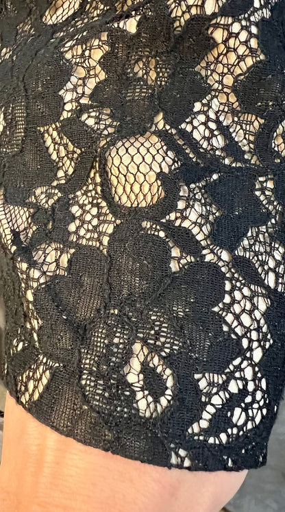 Street One Spitzenkleid Gr. 40 | Schwarz Beige | Elegant | YKK Reißverschluss