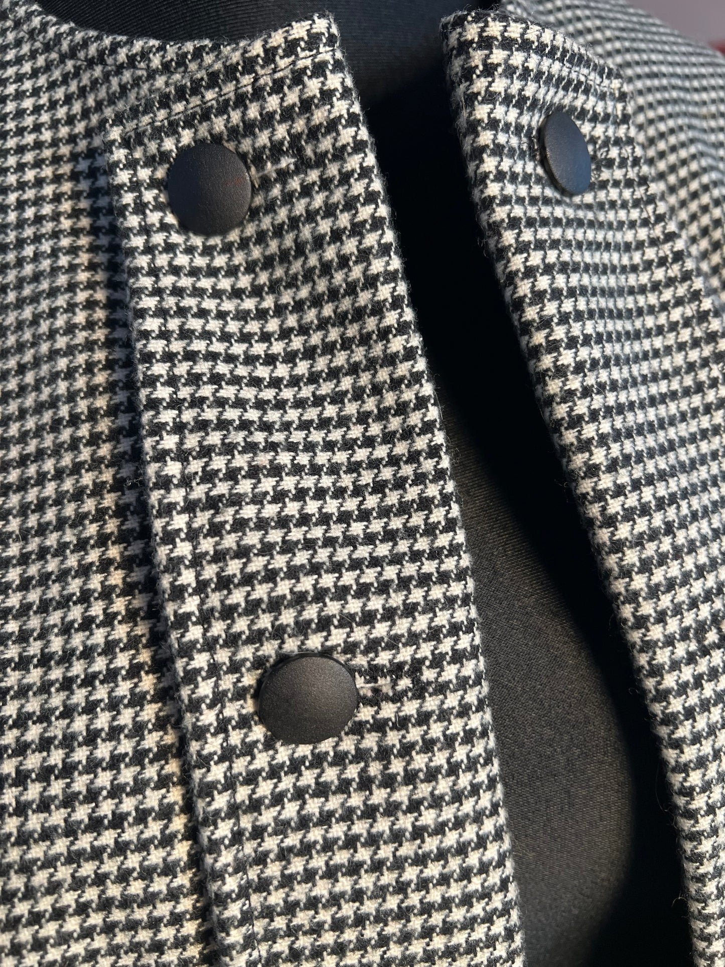 Midway Clothing Co. Vintage Kurzblazer 36 38 S Hahnentritt Schwarz Weiss 80s Oversize Wolle