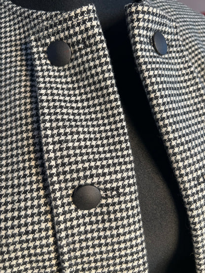 Midway Clothing Co. Vintage Kurzblazer 36 38 S Hahnentritt Schwarz Weiss 80s Oversize Wolle