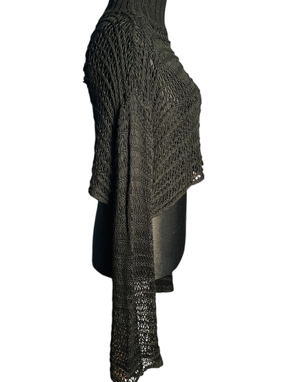 Sara's Choice: Killstar - Lochstrick Bolero Crop Pullover Fledermaus Rollkragen schwarz Gr XL 42 44 46 – Dark Alternative