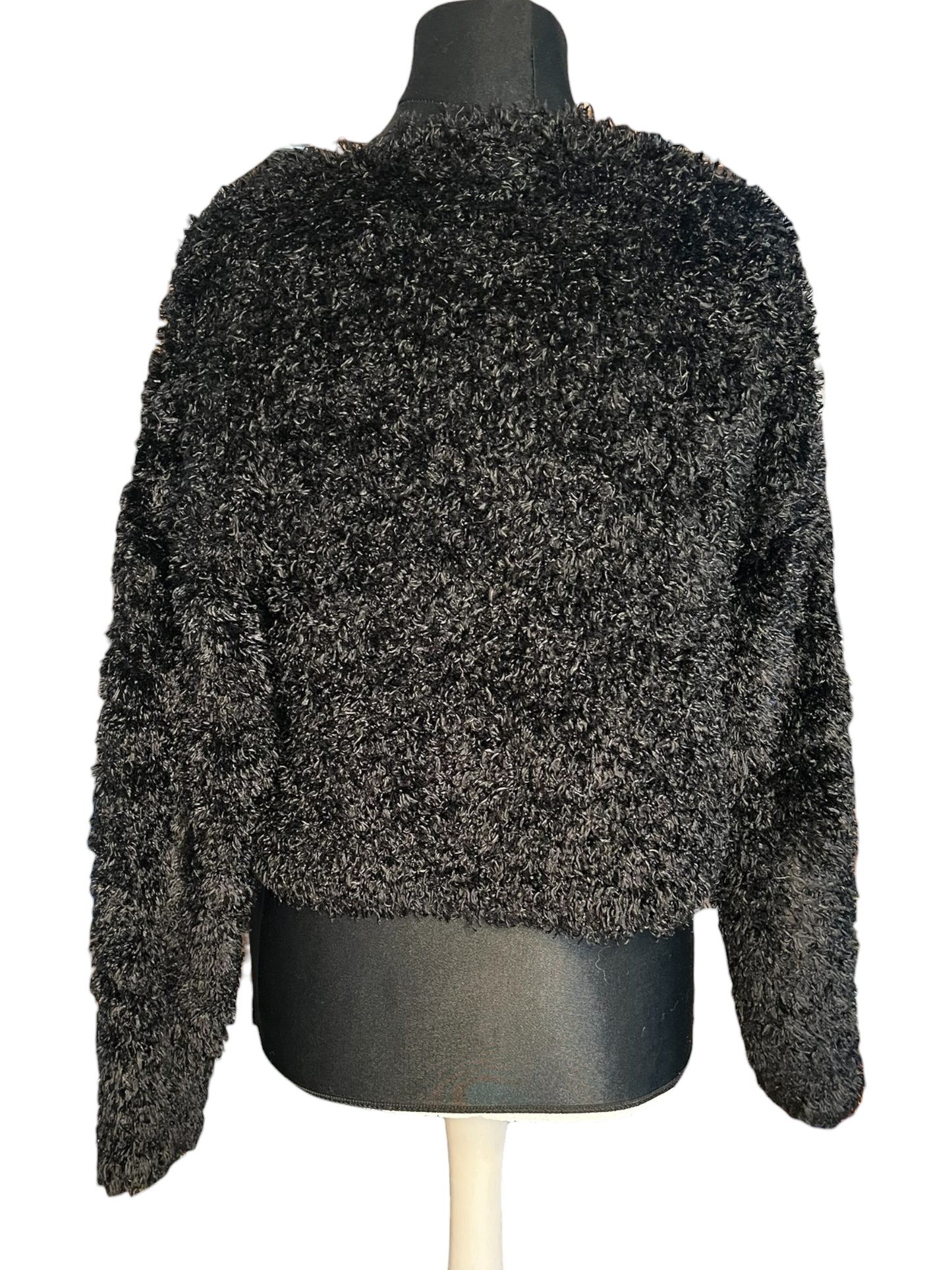 Sara's Choice: Pinstripe – Teddy Cropped Pulli schwarz L XL 42 44 46 Dark Alternative