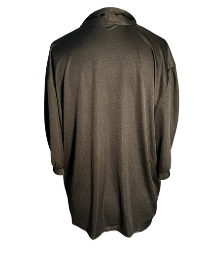 Sara's Choice: Vintage – Blusenshirt Schalkragen Schluppenshirt oversize schwarz| Gr. XXL 48 50 | Dark Alternative