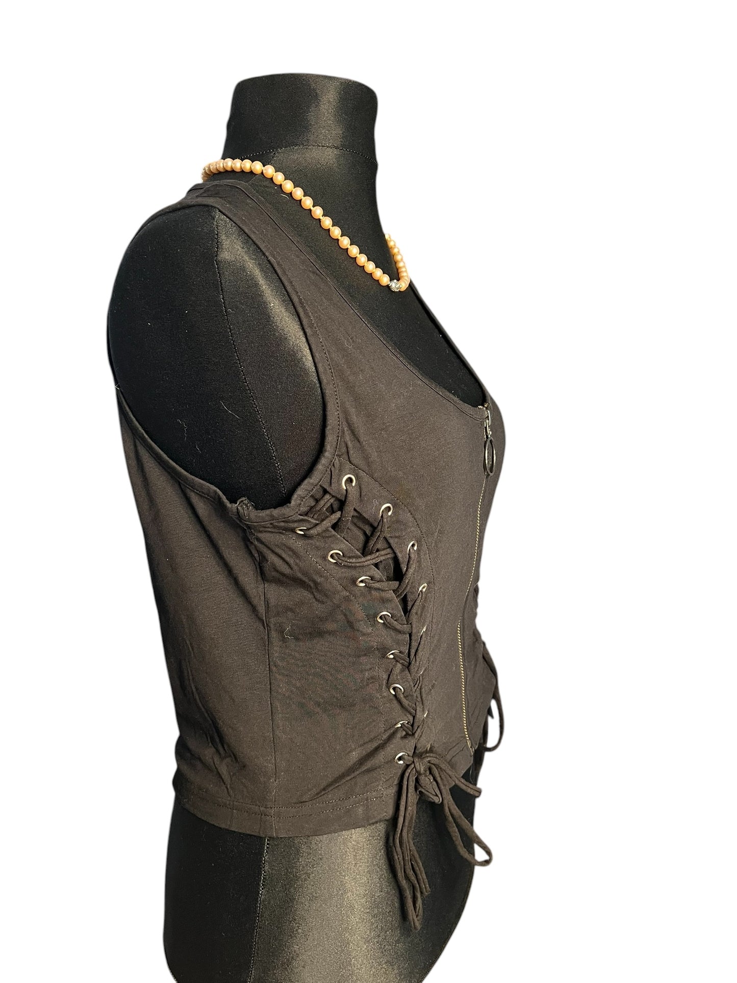 Sara's Choice: Vixxsin – Top Reissverschluss Schnürung Cutout| Gr. XL 40 42  | Dark Alternative
