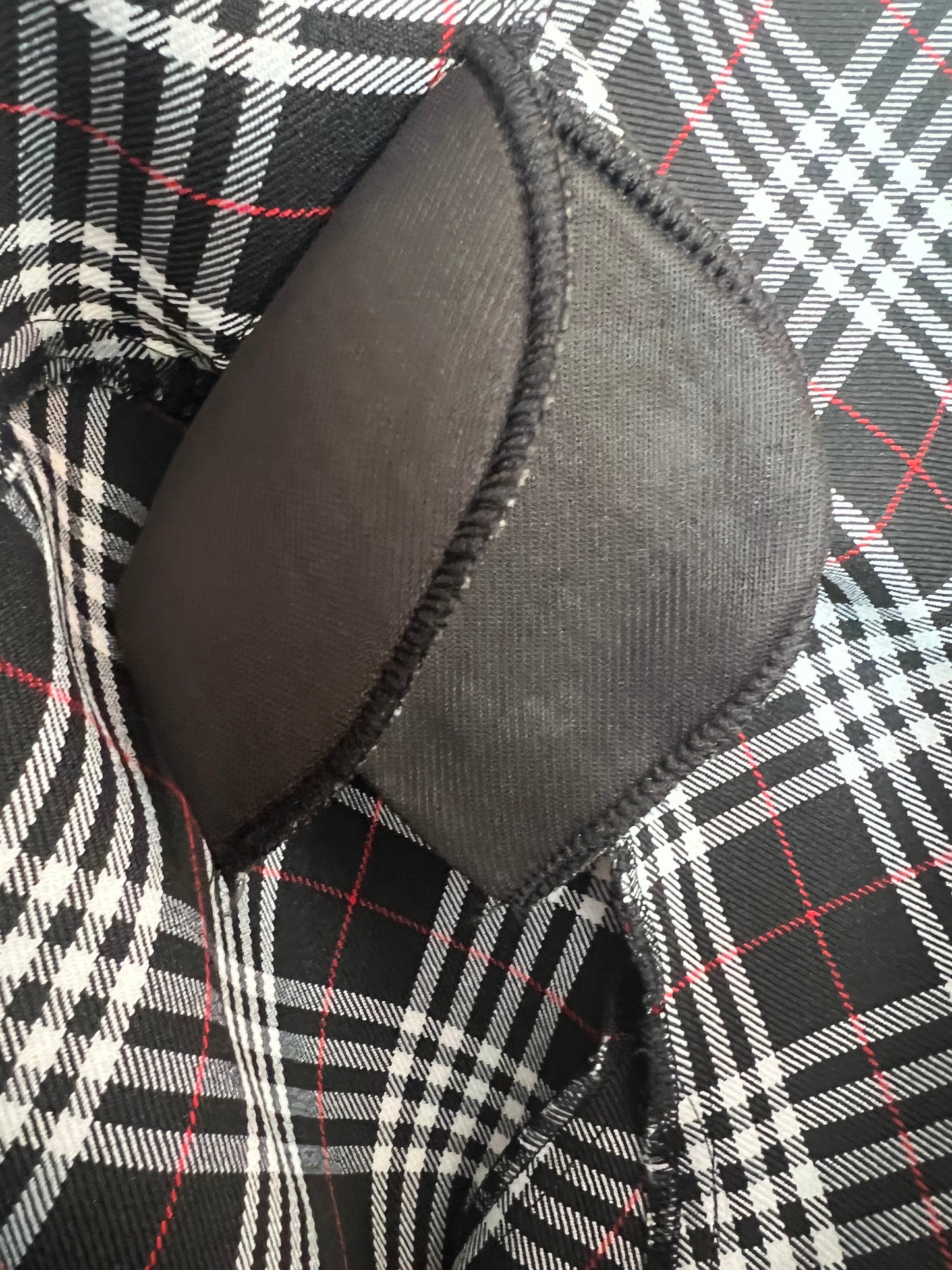 Vintage Longblazer Kariert Schwarz Weiß Rot Gr 44 XL Oversized Schottenkaro Boyfriend Blazer Leicht Knöpfe