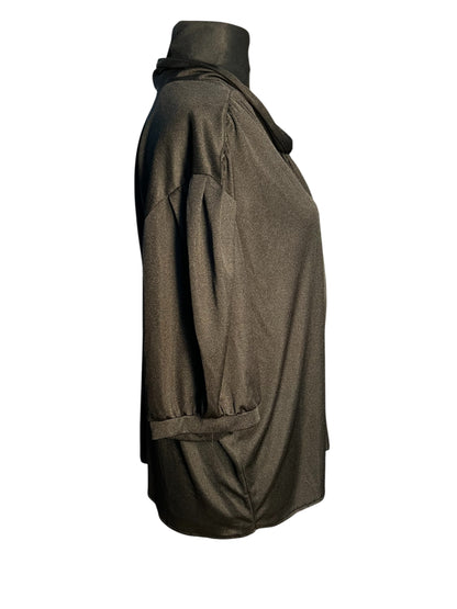 Sara's Choice: Vintage – Blusenshirt Schalkragen Schluppenshirt oversize schwarz| Gr. XXL 48 50 | Dark Alternative