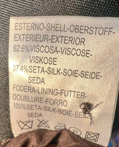 Vintage Blunauta Bluse Seide & Viskose – Ital. 46 (DE 38/40) – Braun Gold Gestreift – Made in Italy