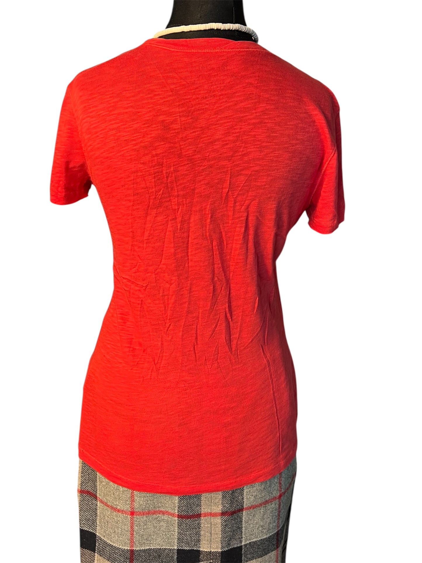 Vintage Marco Polo Shirt Gr. S - M figurbetont, rot, 100% Baumwolle, Flammengarn, Rundhals, 90s