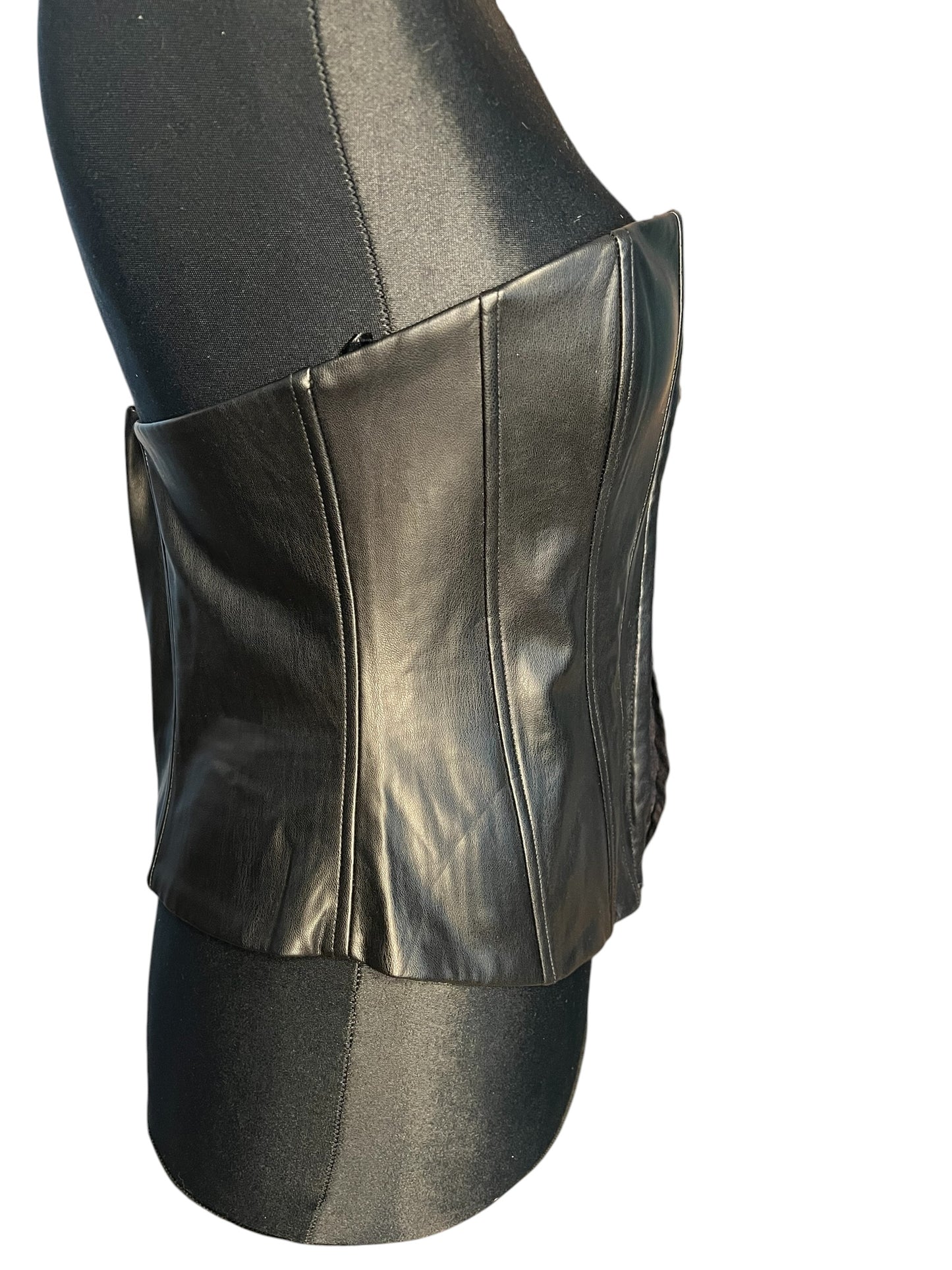 Sara's Choice: Zara – Korsage Top Kunstleder | Gr. L 40 42  | Dark Alternative