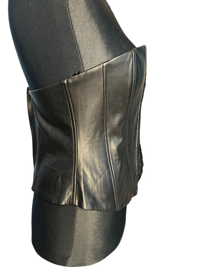 Sara's Choice: Zara – Korsage Top Kunstleder | Gr. L 40 42  | Dark Alternative