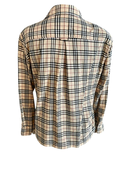 Vintage Burberry London Bluse Gr. 40 – Beige Kariert, Baumwolle, Top Zustand 90s 2000s