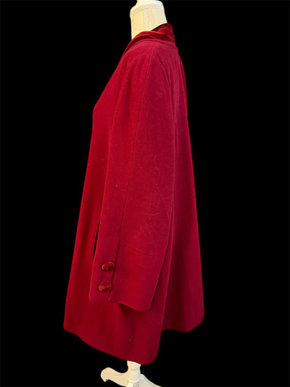 Vintage Arezia Mantel Wolle Kaschmir Weinrot Gr 44 XL Luxus Italien