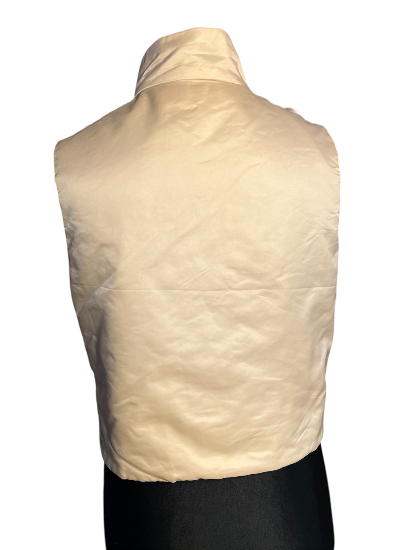 Vintage Airfield Fellweste Gr. 42 | Echtfell Weste Beige Braun Weiß | 90s Designer Weste mit Stehkragen | Boho