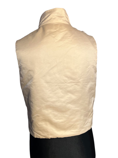 Vintage Airfield Fellweste Gr. 42 | Echtfell Weste Beige Braun Weiß | 90s Designer Weste mit Stehkragen | Boho