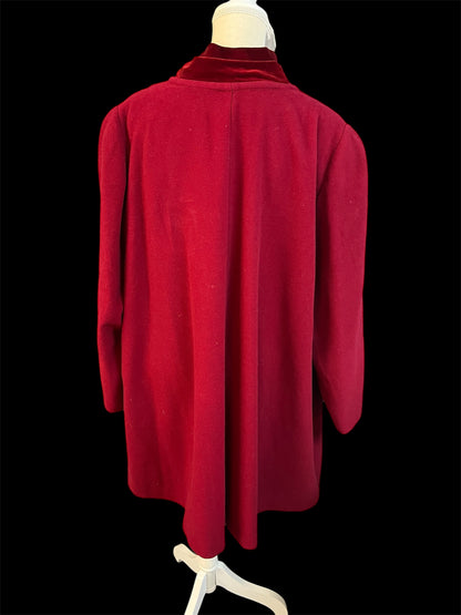 Vintage Arezia Mantel Wolle Kaschmir Weinrot Gr 44 XL Luxus Italien