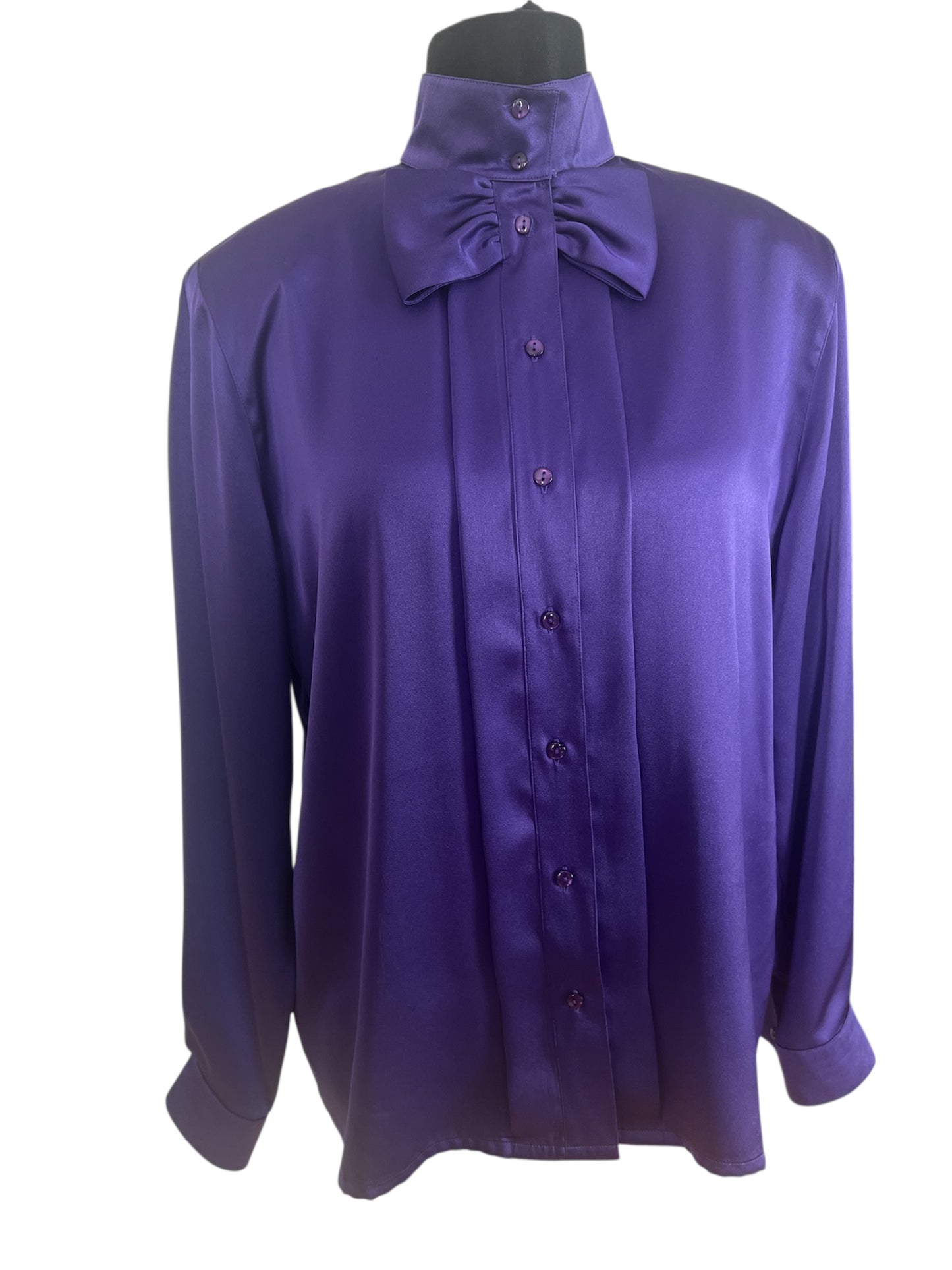 Statement Vintage Bluse 40 M Lila Satin | 80s/90s Dark Fashion Alexander