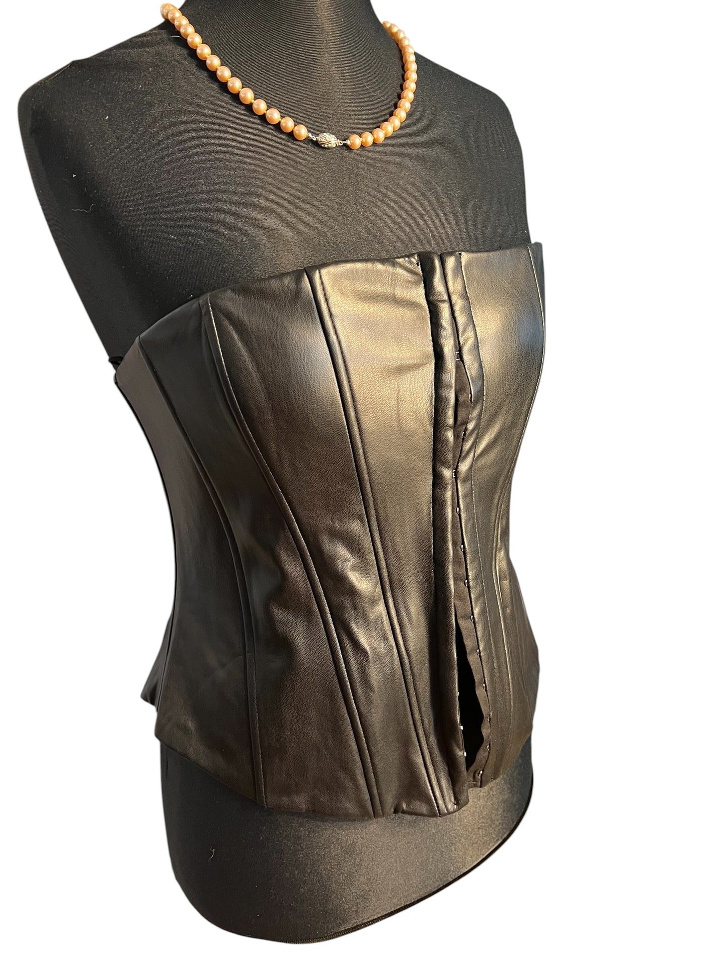 Sara's Choice: Zara – Korsage Top Kunstleder | Gr. L 40 42  | Dark Alternative