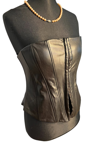Sara's Choice: Zara – Korsage Top Kunstleder | Gr. L 40 42  | Dark Alternative