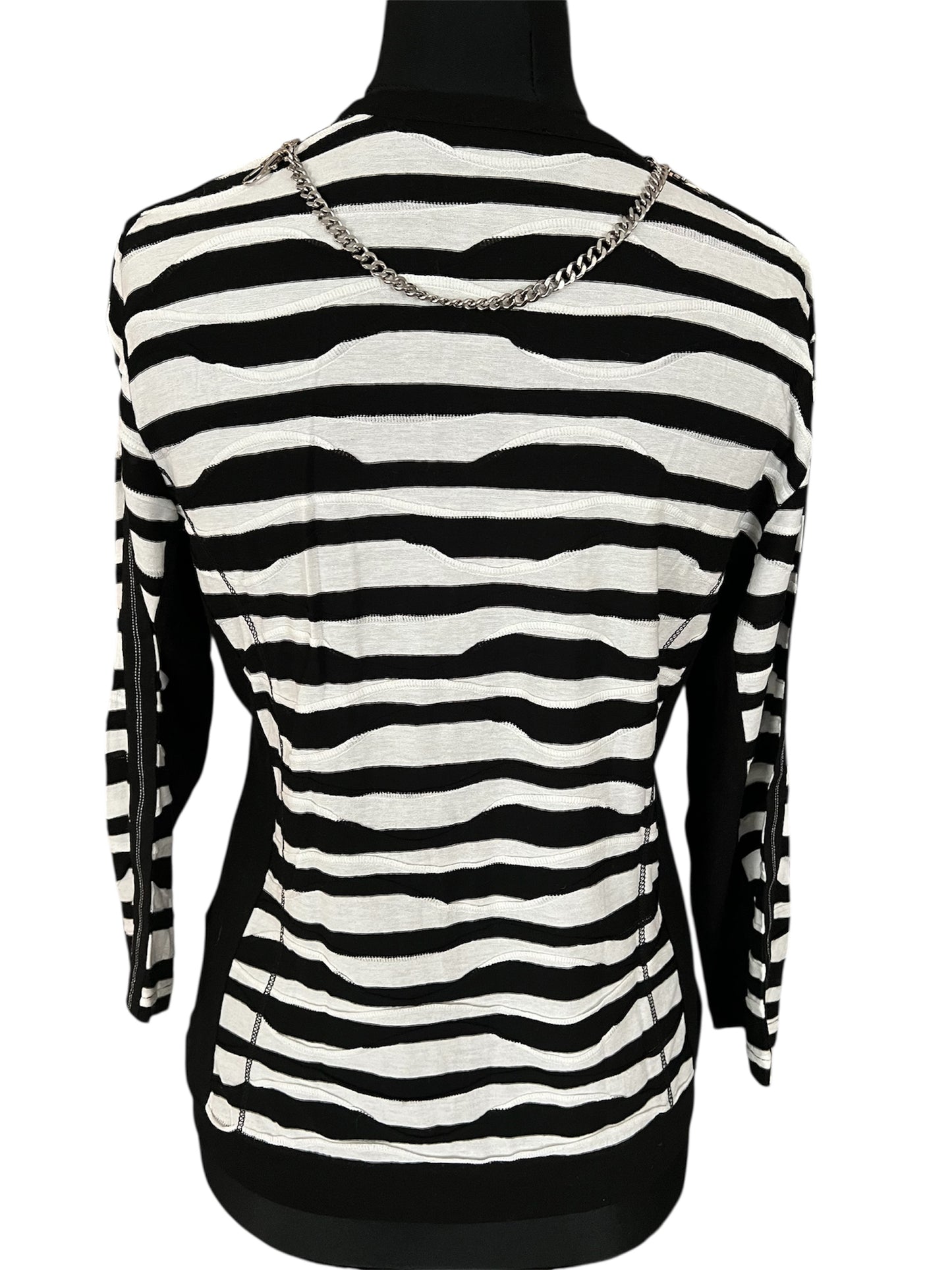 Vintage Gerry Weber Strickjacke | 90s Zebra Struktur Muster | 2-Wege Reißverschluss | Gr. 38 M