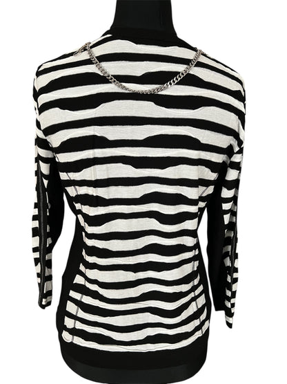 Vintage Gerry Weber Strickjacke | 90s Zebra Struktur Muster | 2-Wege Reißverschluss | Gr. 38 M