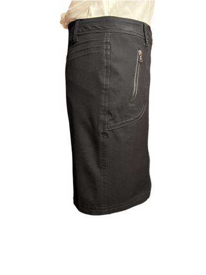 Marc Cain Sports Midi Rock Schwarz | N4 / Gr 40 42 l Figurbetont | 2-Wege-Reißverschluss | Stretch