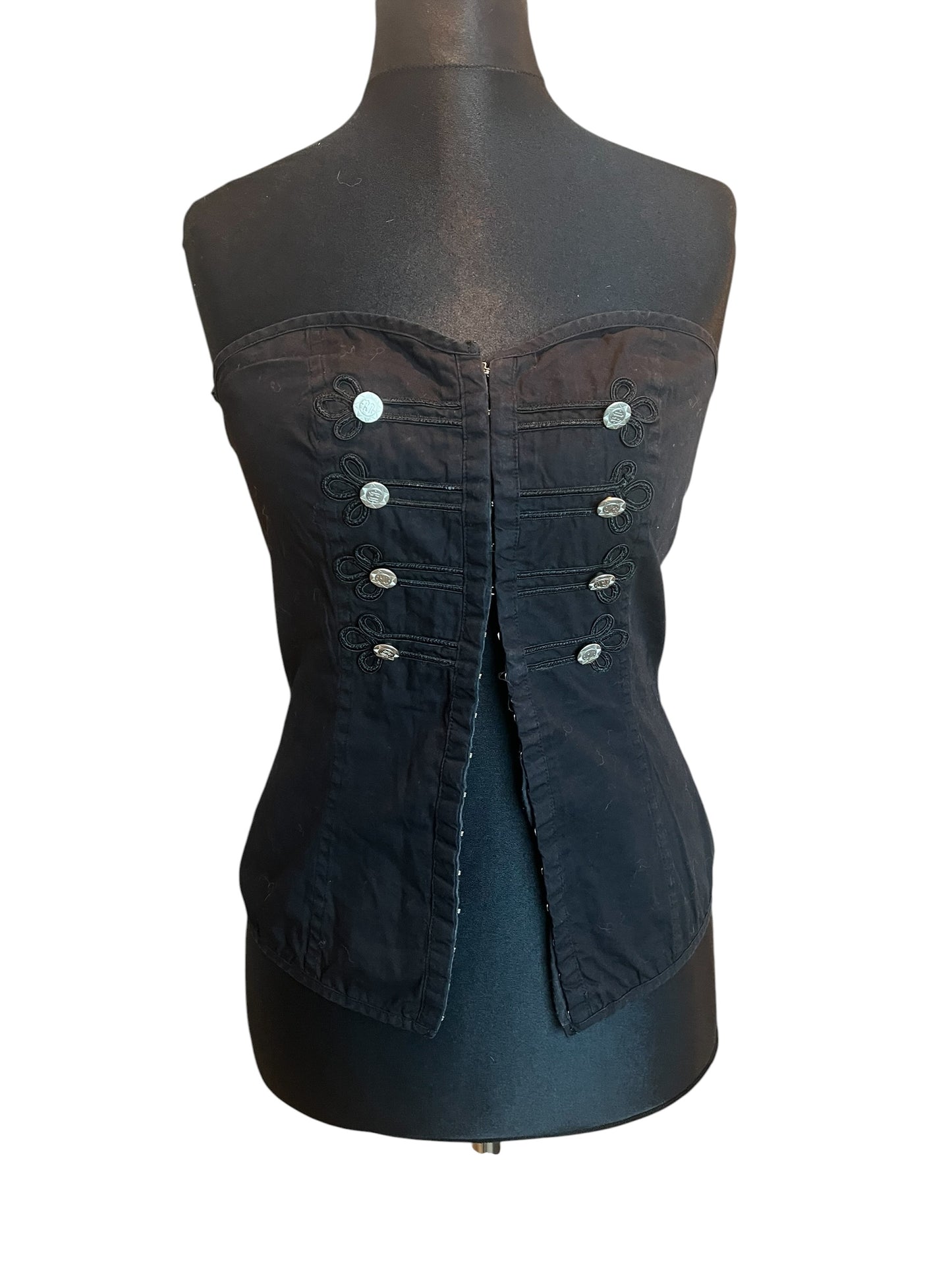 Sara's Choice: Criminal Damage – Korsage Top Knöpfe Schnürung | Gr. L 40 42  | Dark Alternative